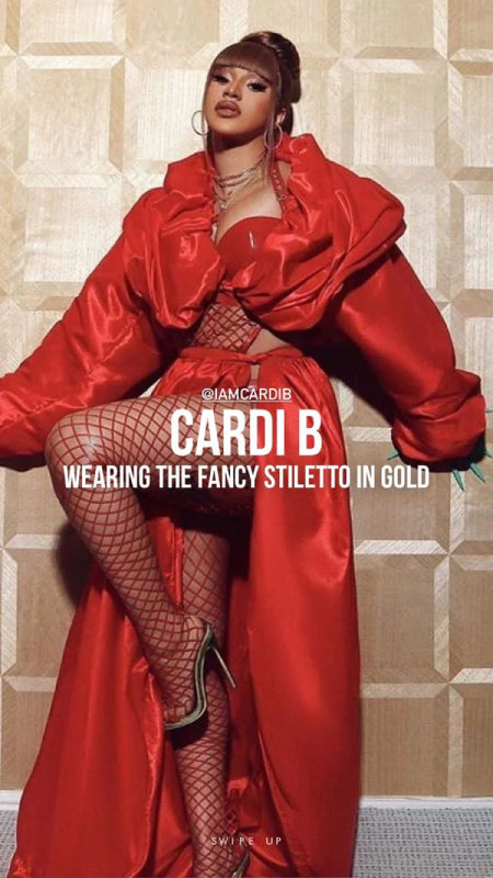 CARDI B IN FANCY STILETTO GOLD