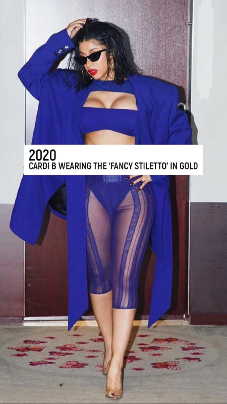 CARDI B IN JESSICA RICH FANCY STILETTO GOLD