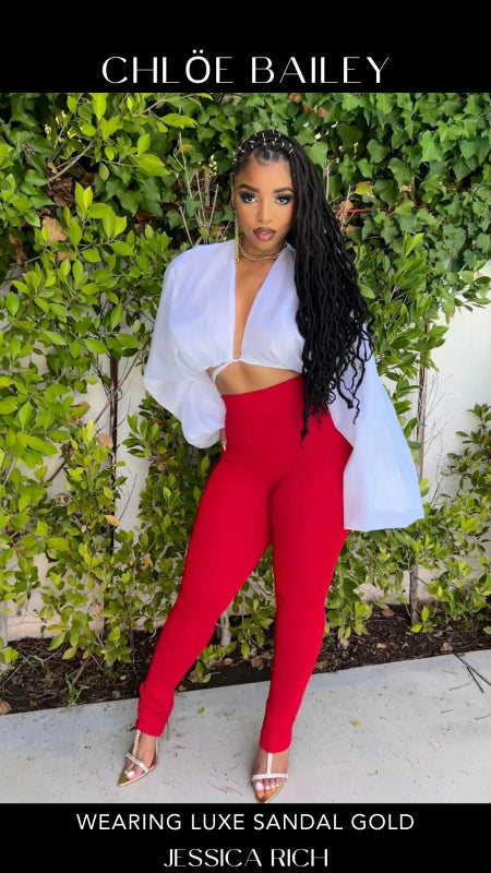 CHLOE BAILEY WEARING LUXE SANDAL GOLD