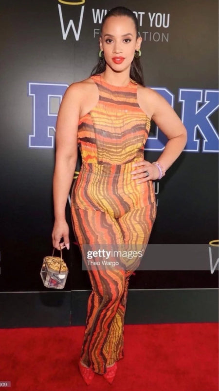 DASCHA POLANCO WEARING MESH STILETTO RED