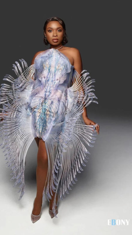 JENNIFER HUDSON WEARING MESH STILETTO GREY FOR EBONY MAGAZINE