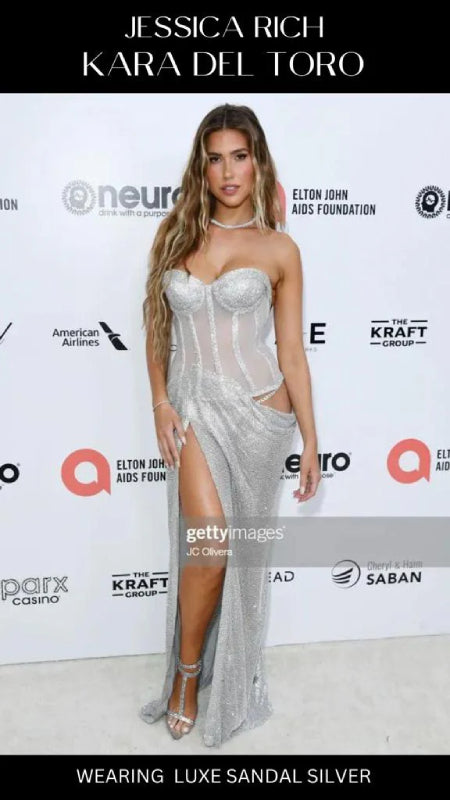 KARA DEL TORO WEARING LUXE SANDAL SILVER