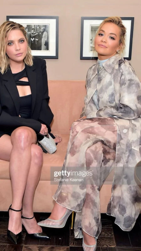 RITA ORA IN MESH STILETTO GREY