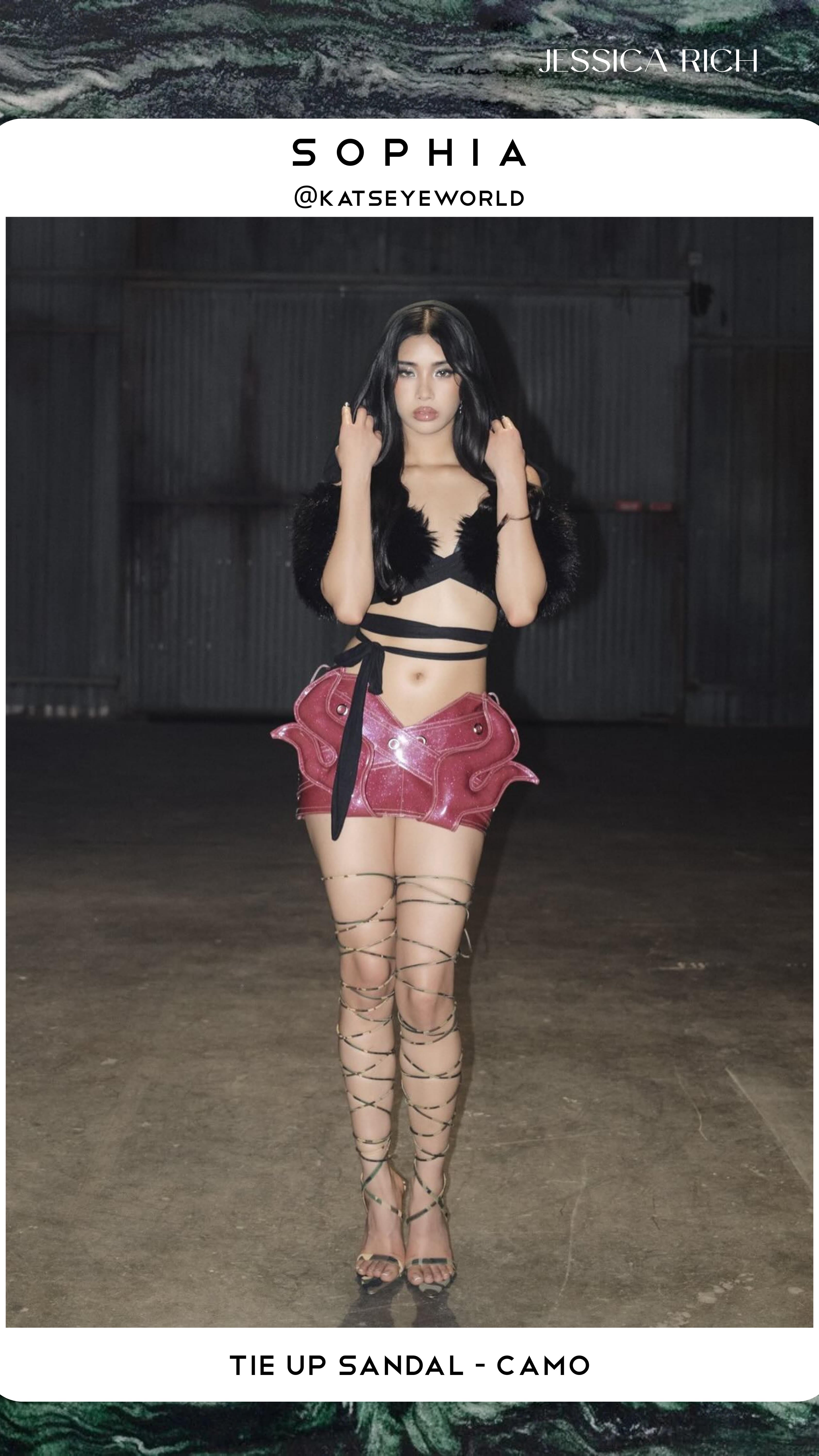 SOPHIA FROM KATSEYEWORLD WEARING TIE UP SANDAL | CAMO