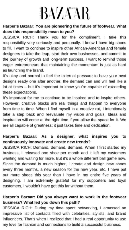 JESSICA RICH INTERVIEW WITH HARPER'S BAZAAR