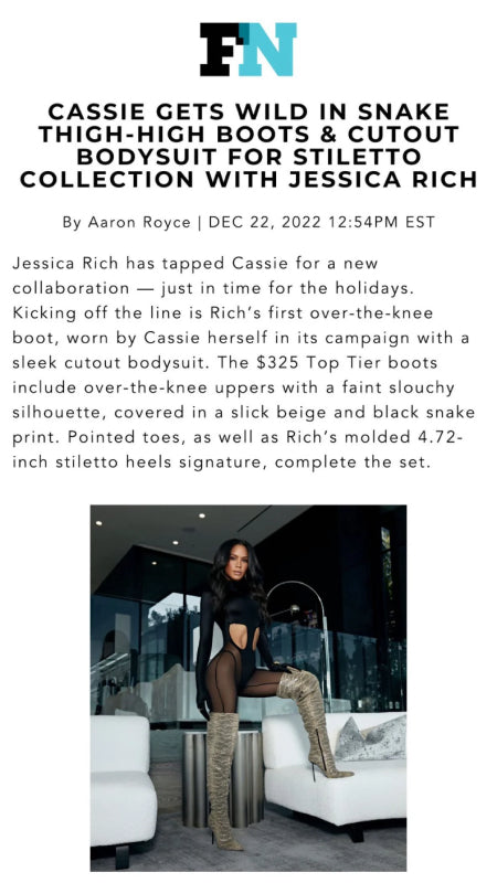 JESSICA RICH FEATURED IN FOOTWEAR NEWS WITH SINGER CASSIE