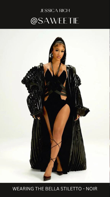 SAWEETIE WEARING THE BELLA STILETTO - NOIR