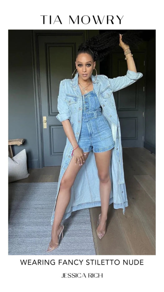 TIA MOWRY WEARING FANCY STILETTO NUDE