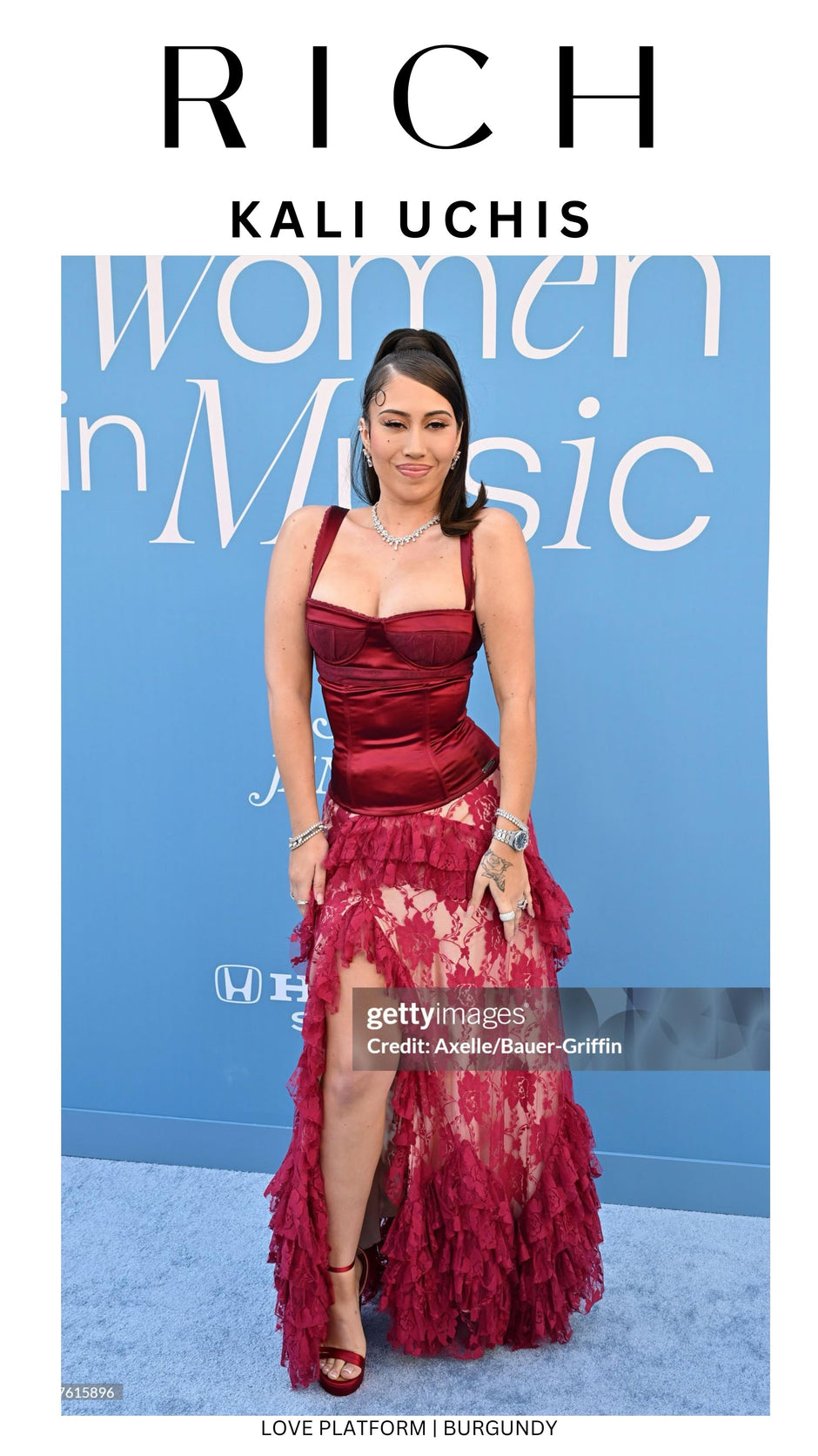 KALI UCHIS WEARING LOVE PLATFORM | BURGUNDY