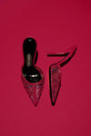 PLAZAA LACE MULE | BURGUNDY