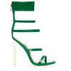 Profile view of the green Goddess Sandals from luxury women's high heel brand, Jessica Rich.