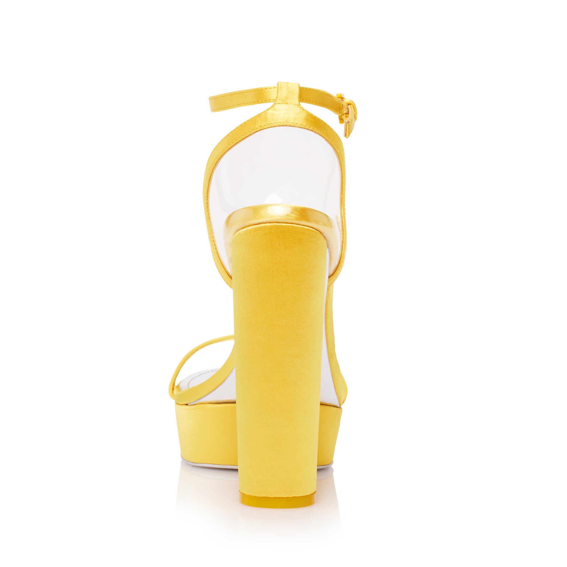 Back of the Platform Sandal luxury shoes from Jessica Rich in yellow.