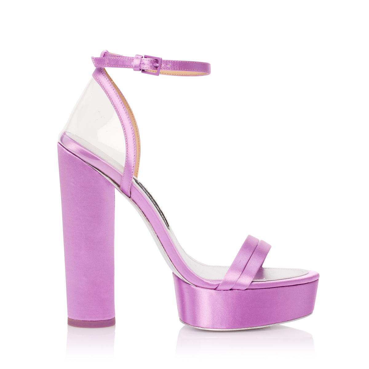 Profile of the Platform Sandal luxury shoes from Jessica Rich in lavender.