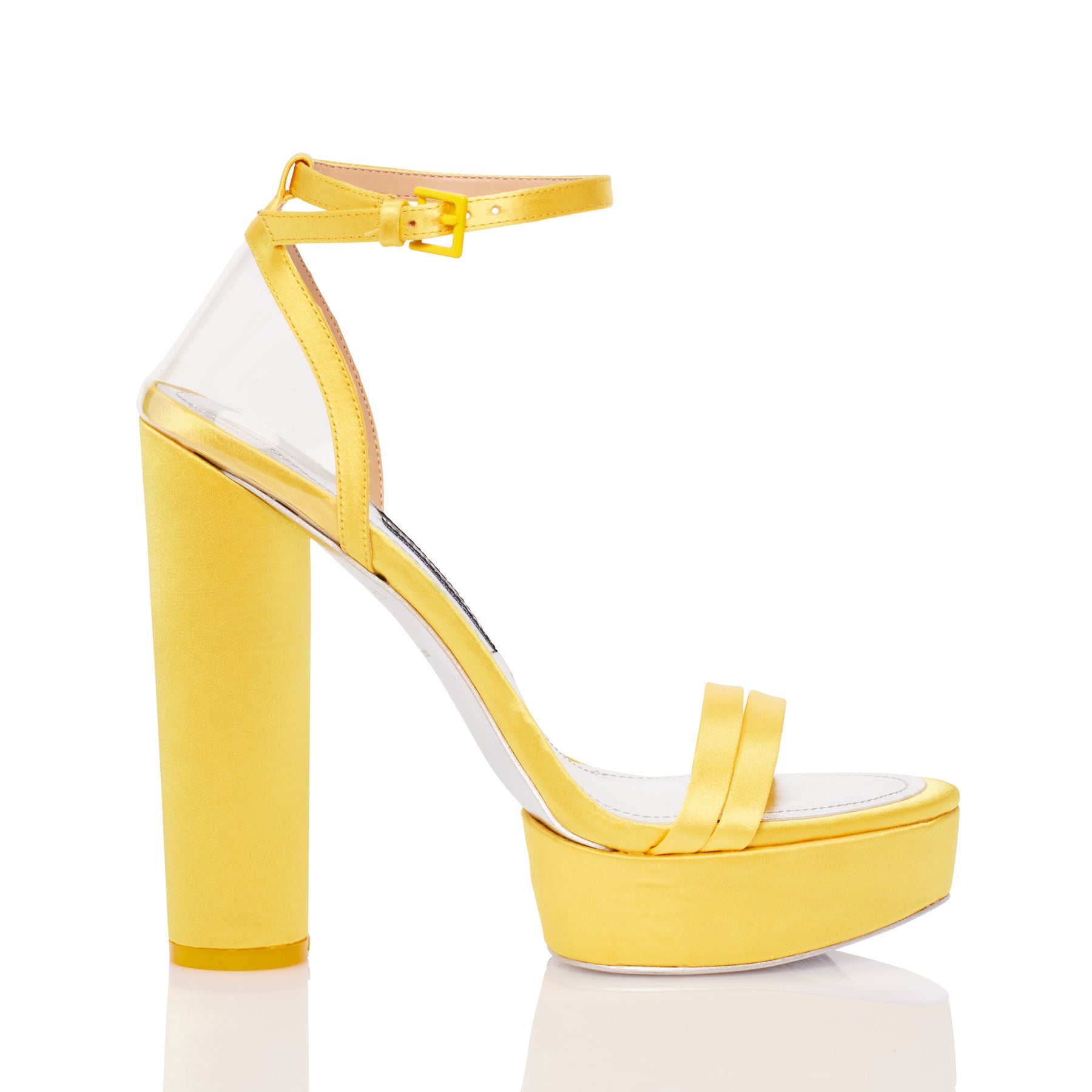 Profile of the Platform Sandal luxury shoes from Jessica Rich in yellow.