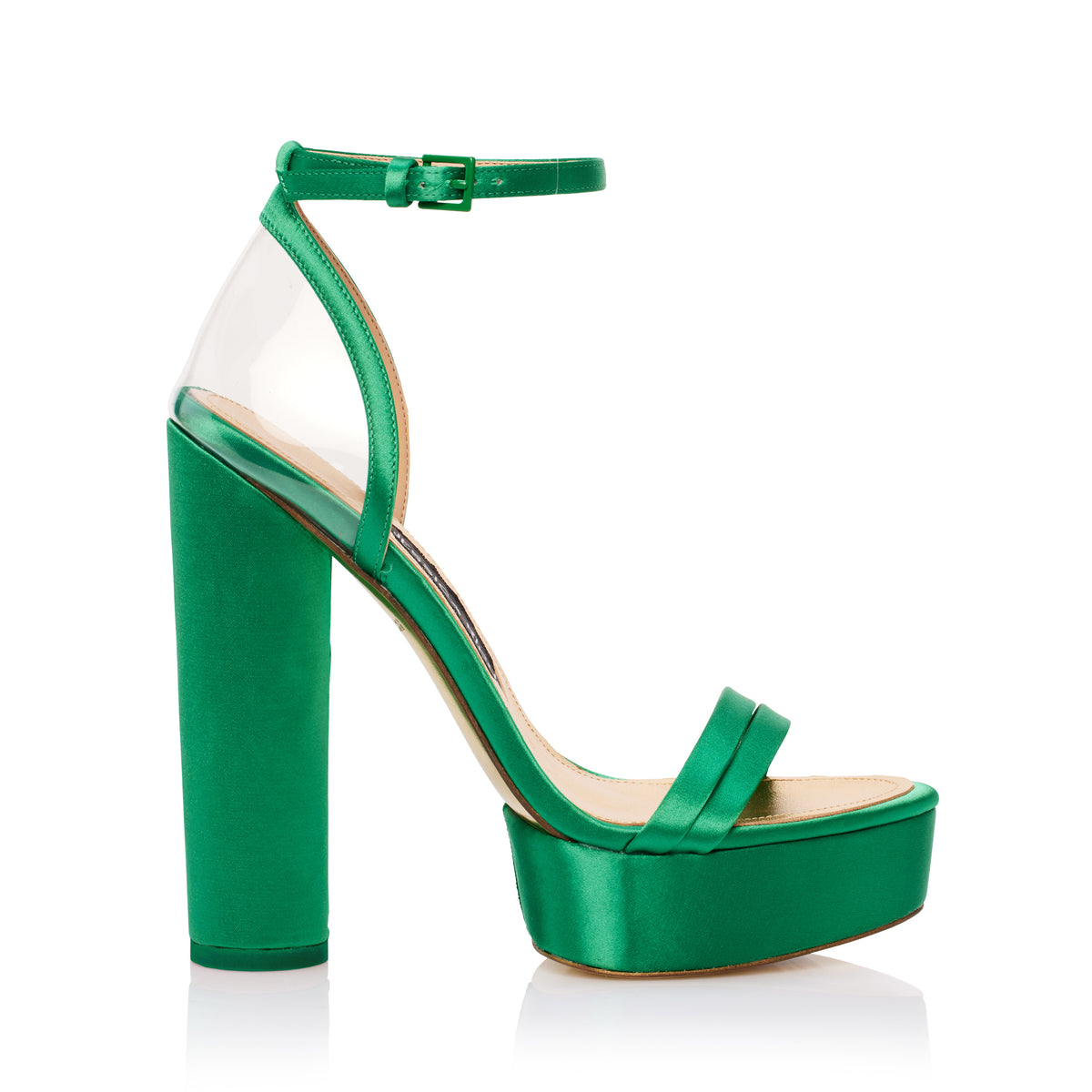Profile of the Platform Sandal luxury high heels from Jessica Rich in green.